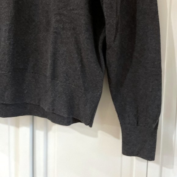 Cremiux Cashmere Knit Sweater Mens L Dark Gray V-Neck Pullover Soft Cotton - Picture 2 of 8